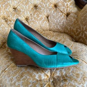 Green Miz Mooz Wedge Sandals